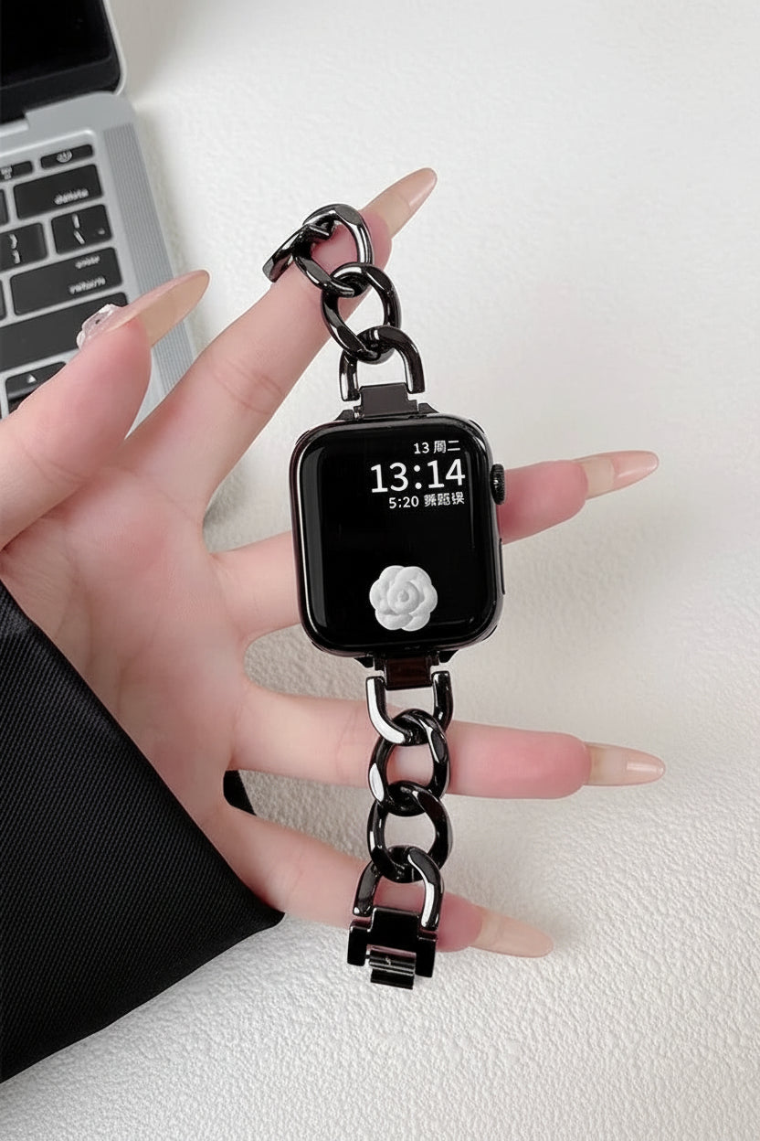 Elegant Metal Chain Watch Strap - Black (Strap Only) [C3472FKT]