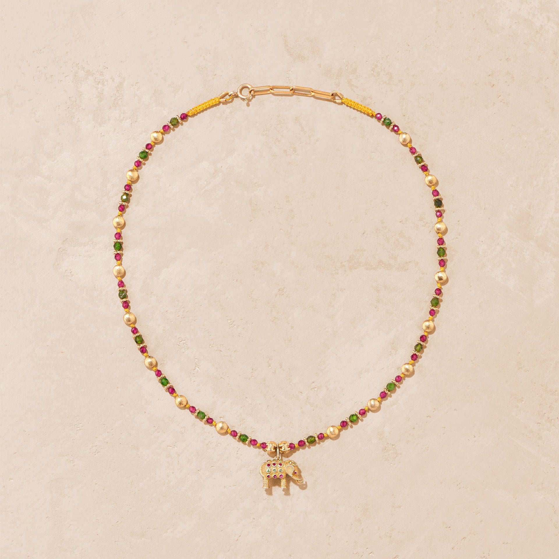 Ronni Beaded Charm Necklace - Colorful Elephant Chain [KDQPAWE2]