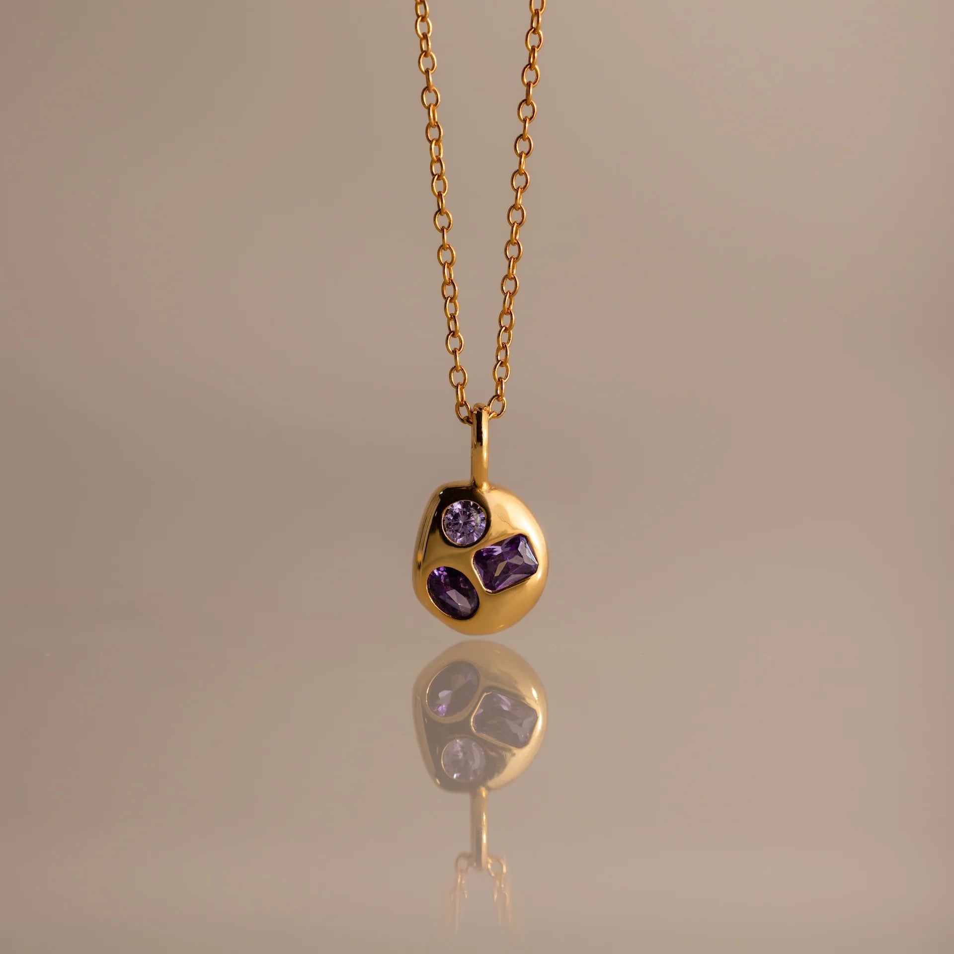 Birthstone Pendant Necklace - February Necklace [DJS1AI7W]