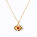 Evil Eye Pendant Necklace - Gold Base - Red Zircon [CM8DUGGX]