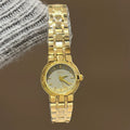 Round Minimalist Bracelet Watch - Gold Band Grey Dial [WV6K9UC7]