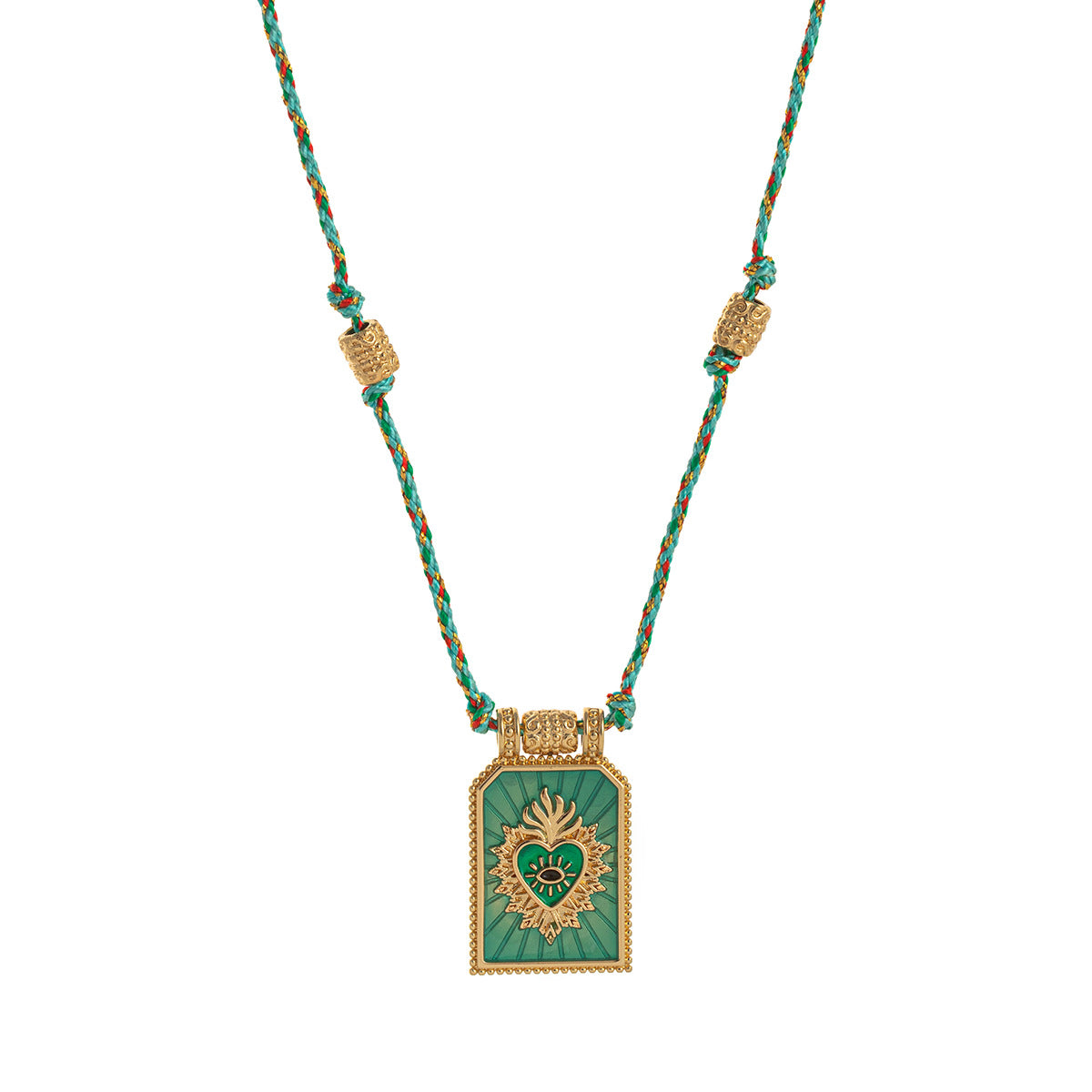 Color Cord Pendant Necklace - Blue Necklace (With Beads) [0TYR0FVC]