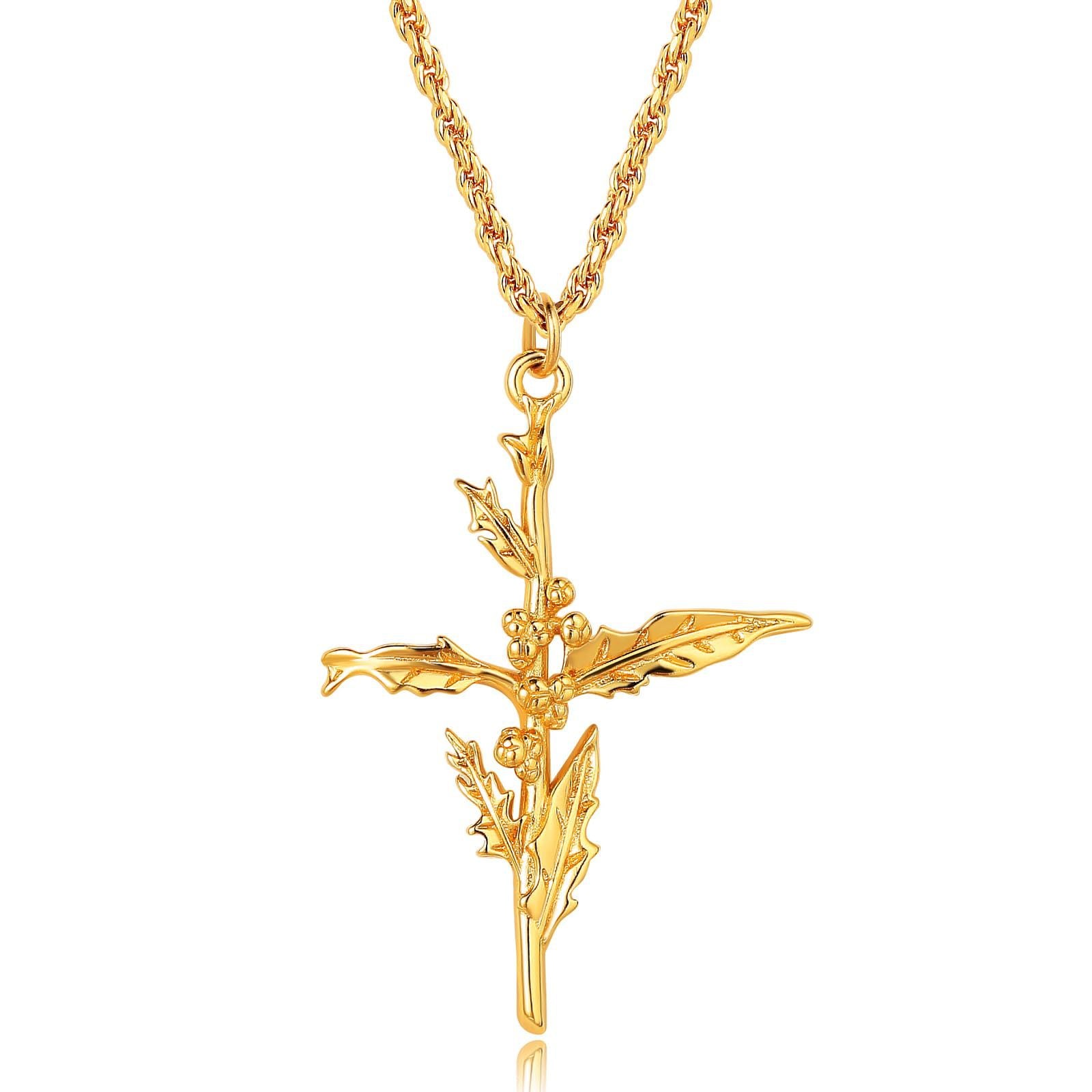 Birth Flower Pendant Necklace - December Holly [F8DILVGA]