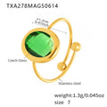 Tamiyah Inlaid Oval Gemstone Ring - Gold Green Oval Ring [VYELFRR0]