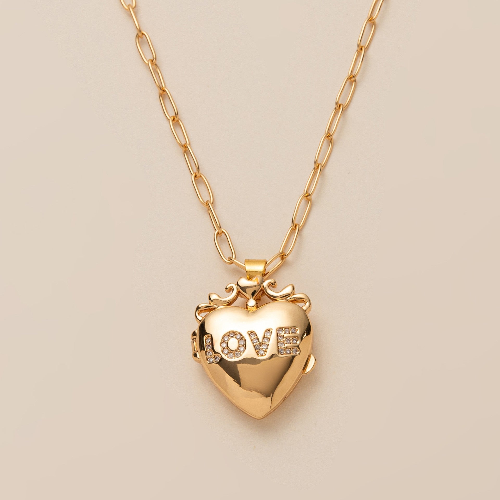 Kai Keepsake Locket Necklace - LOVE Zircon Necklace [FPBF8019]