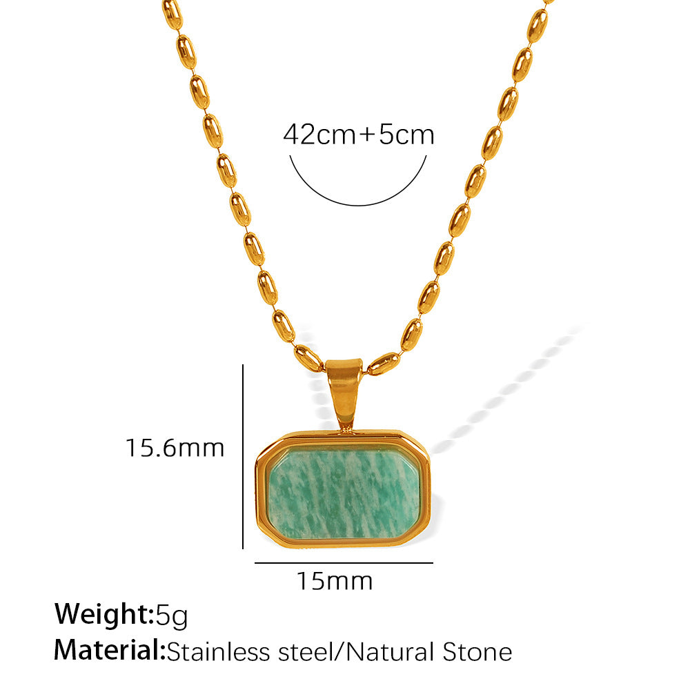 Amalie Amazonite Gold Necklace - XL283 Green Natural Stone Gold Necklace [KGGAYS0T]