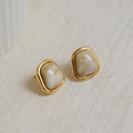 Raylene Geometric Pearl Earrings - White [BS24X1XB]
