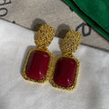 Harmony Red Geometric Drop Earrings - Red - Clip-On [7SSXVW3C]
