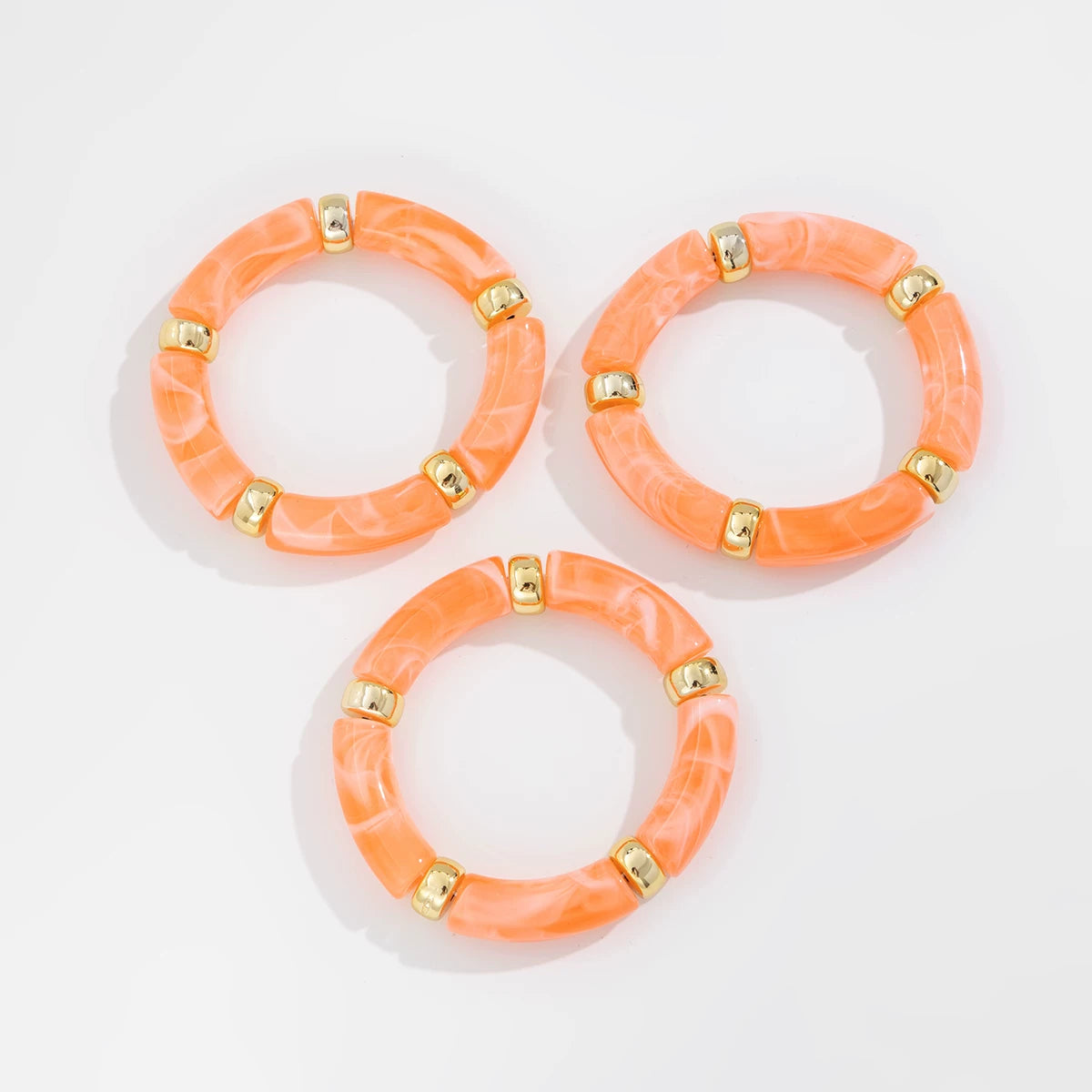 Curved Tube Bracelet Set - Light Orange [6V4AY9U2]