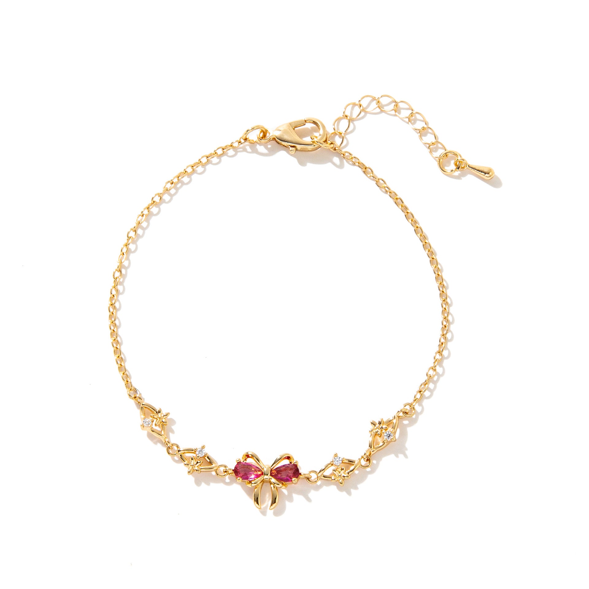 Angelique Dainty Butterfly Zircon Jewelry - Gold Red Zircon Butterfly Bracelet [6YB4ES7W]