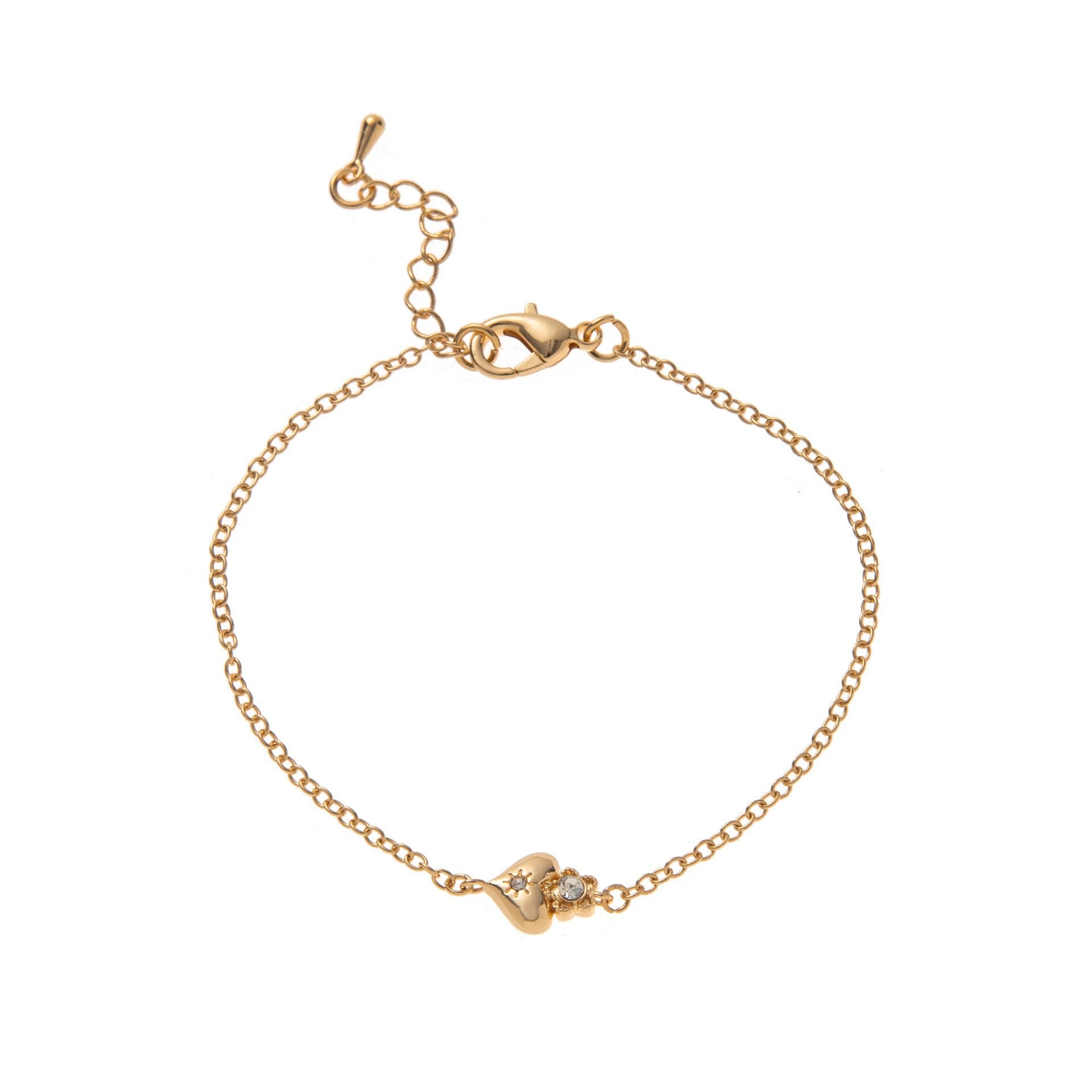 Dainty Heart Charm Adjustable Bracelet - Style A [4RCB25AH]