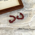 Carly Wine Red Enamel Drop Earrings - Style 6 [XRGFL9PZ]