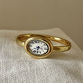 Vintage Inspired Bangle Watch - Gold Bangle / White Dial [TXBFSDF2]