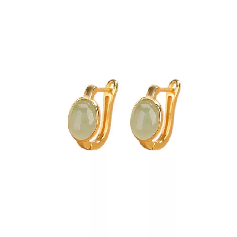 Aventurine and Honey Jade Hoop Earrings