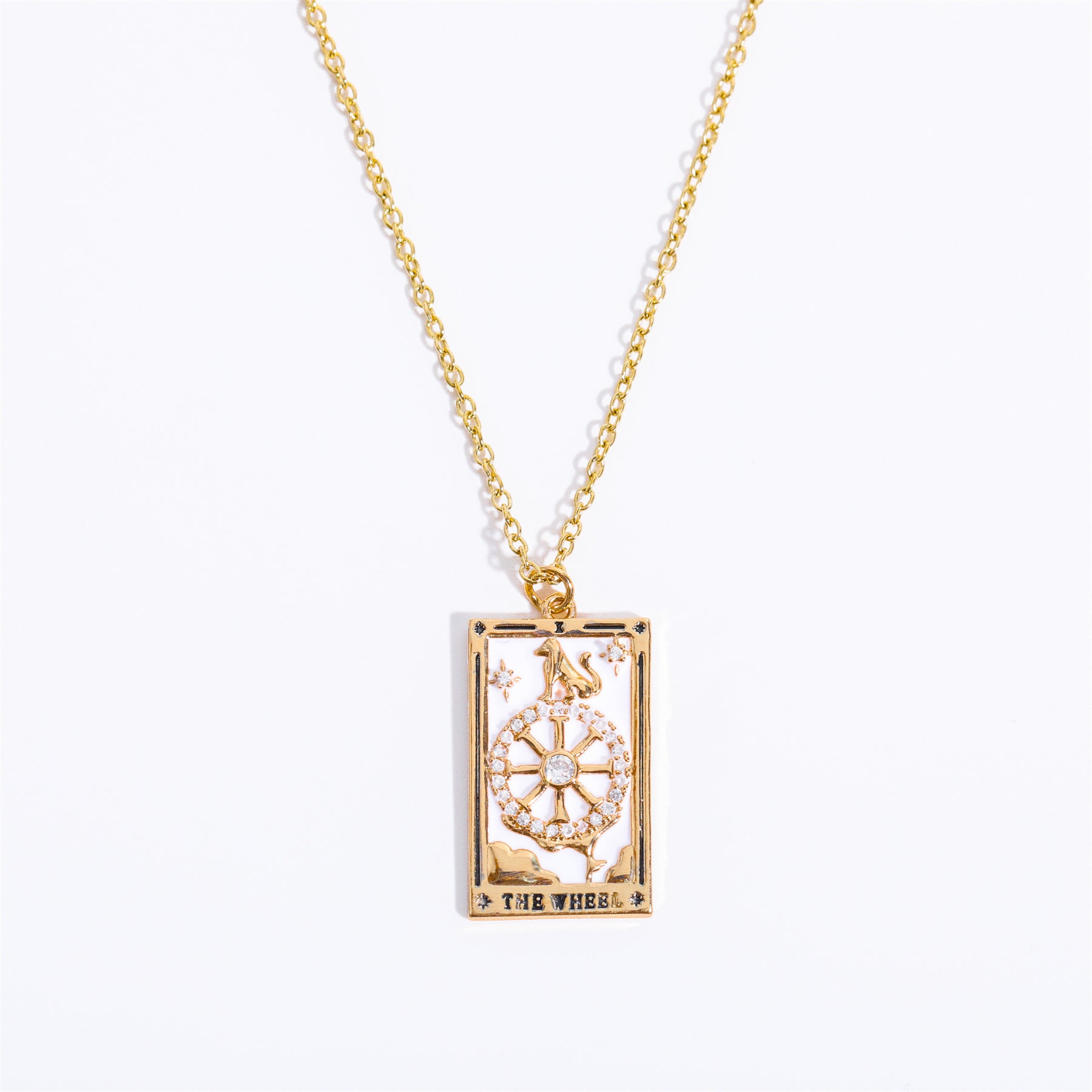 Athena Gilded Tarot Charm Necklace - The Wheel [5Q9TJ0BN]