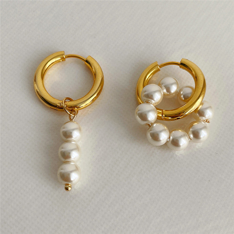 Saja Geometric Pearl Earrings - Gold [WLYCWAD1]