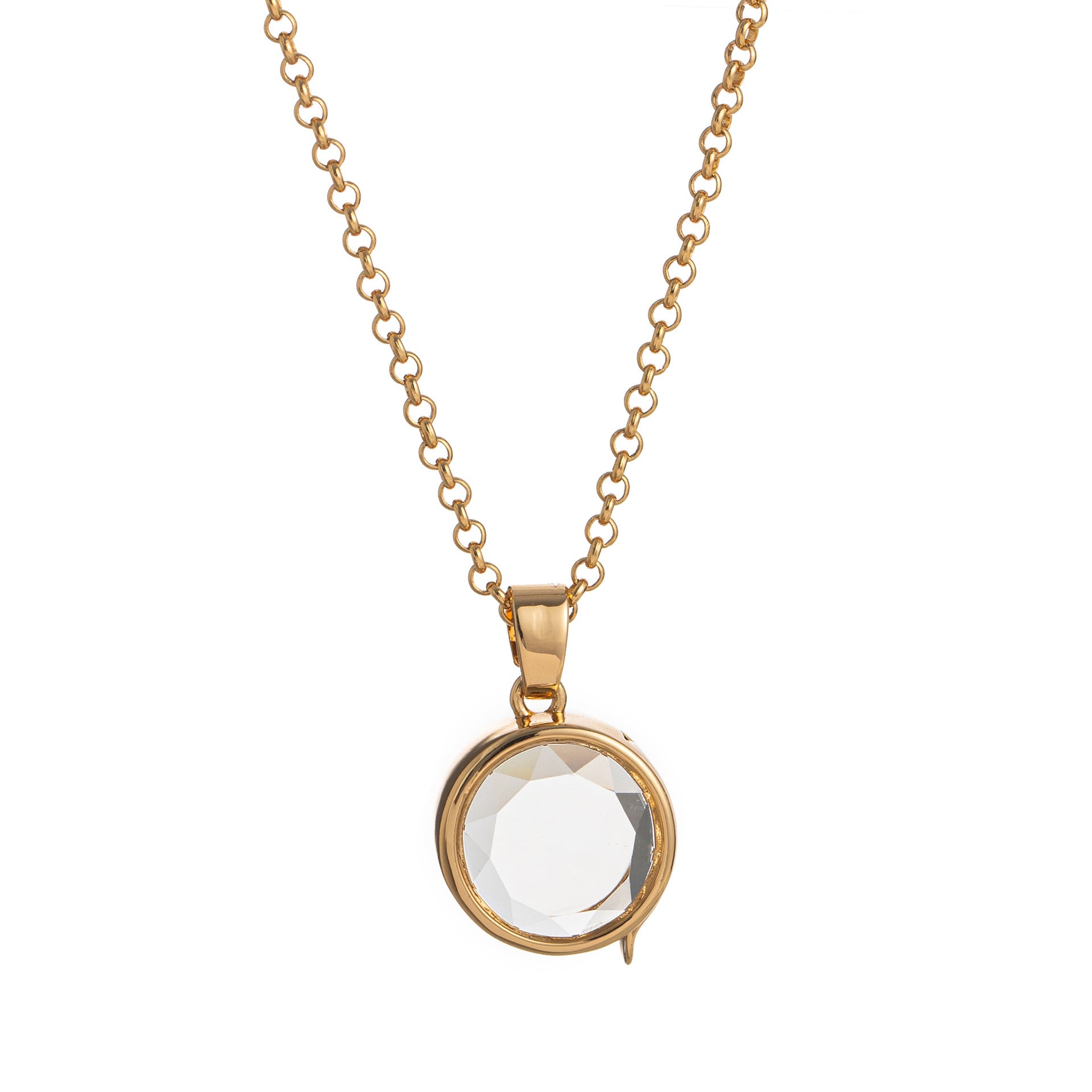 Floating Charm Locket Necklace - Round Glass Locket Necklace [Y0RKF4I9]