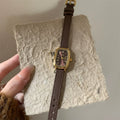 Vintage Square Dial Leather Watch - Light Coffee Gold Frame Coffee Face / Smooth [BFI4ZQ57]