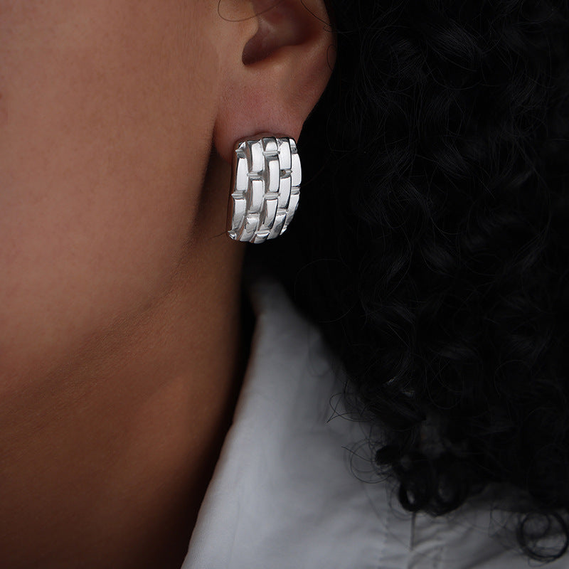 Karolina Woven Texture Earrings - Silver [OYHIMGF9]