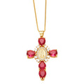 Ianna Madonna Cross Necklace - Rose Red [XO3W6OWW]