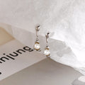 Melonie Asymmetric Pearl Earrings - Silver [OZB9V9WU]