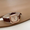 Minimalist Square Dial Faux Leather Watch - Brown (Naidu Bar Markers) [3LC9JYNX]