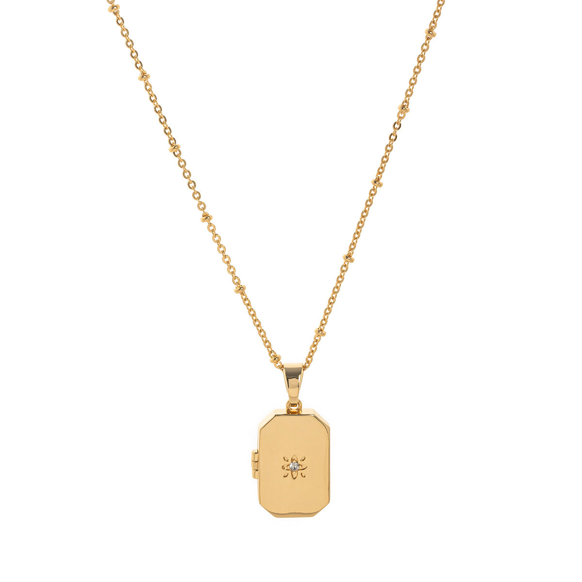 Heart Locket Pendant Necklace - Rectangle Necklace [UJMEYMKN]