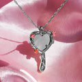 Heart Magic Mirror Pendant Necklace - Silver Magic Mirror (Real Lens) [ANXC8E1K]