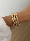Brushed Gold Cuff Bracelet - Triple Layer Gold [Q1SRL3T3]