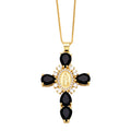 Ianna Madonna Cross Necklace - Black [2TZCSQBD]