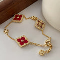 Four-Leaf Flower Pendant Necklace - Red Bracelet [ZRQI53GB]