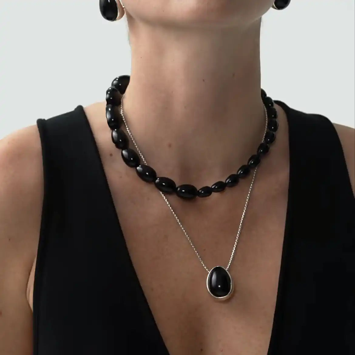 Midnight Onyx Bead Necklace
