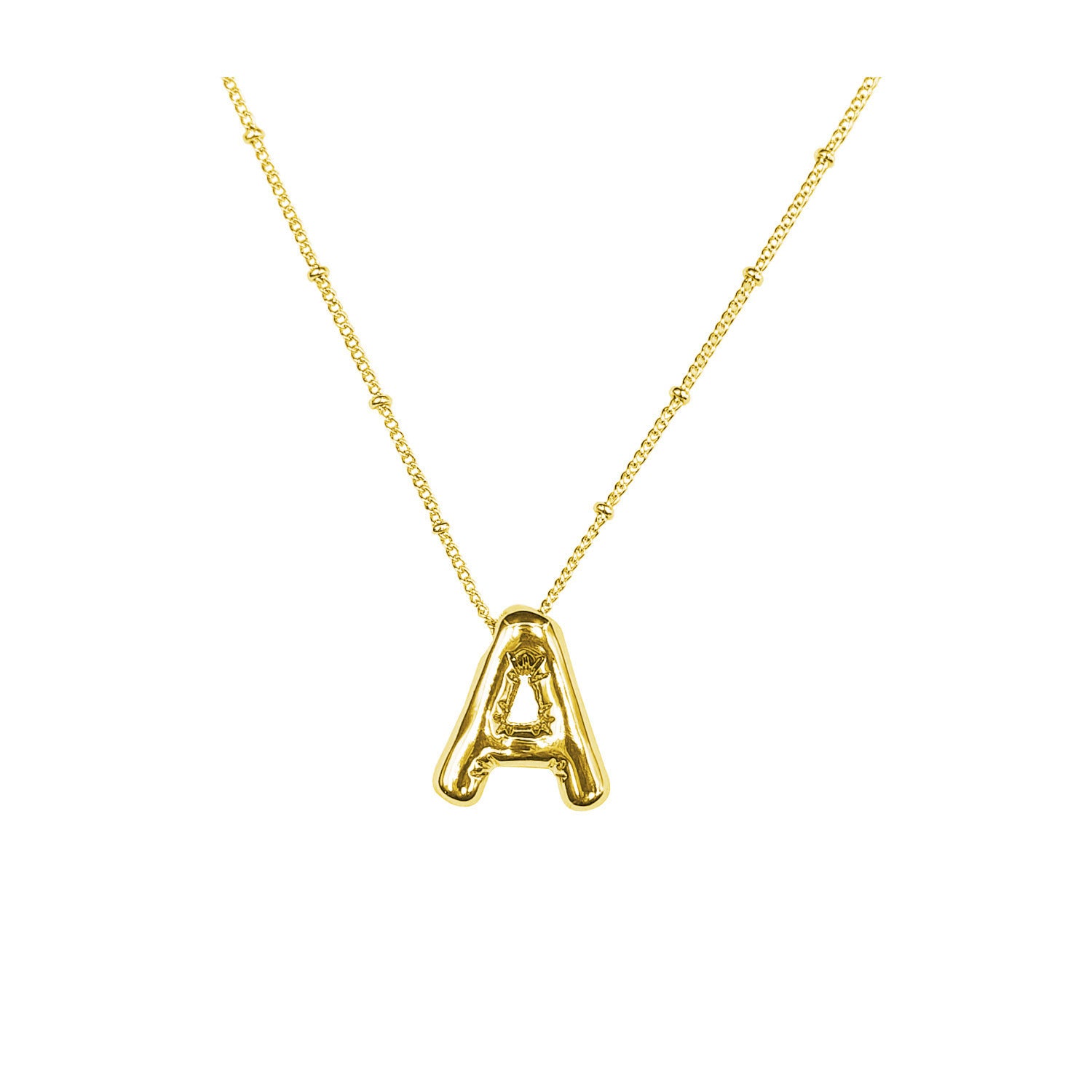 Aiyanah Glossy Bubble Letter Necklace - Gold A [WTSSVXBN]