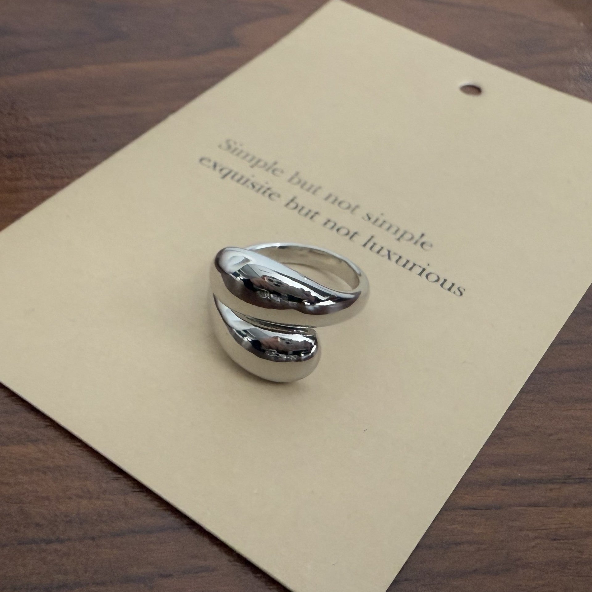 Keaton Sculptural Open Ring - Silver Teardrop Stack Ring [BSJIKMNY]