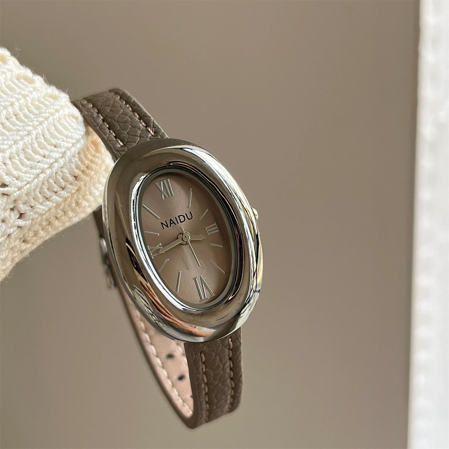 Vintage Inspired Bangle Watch - Elephant Grey Leather / Roman Numerals [IT3V9182]
