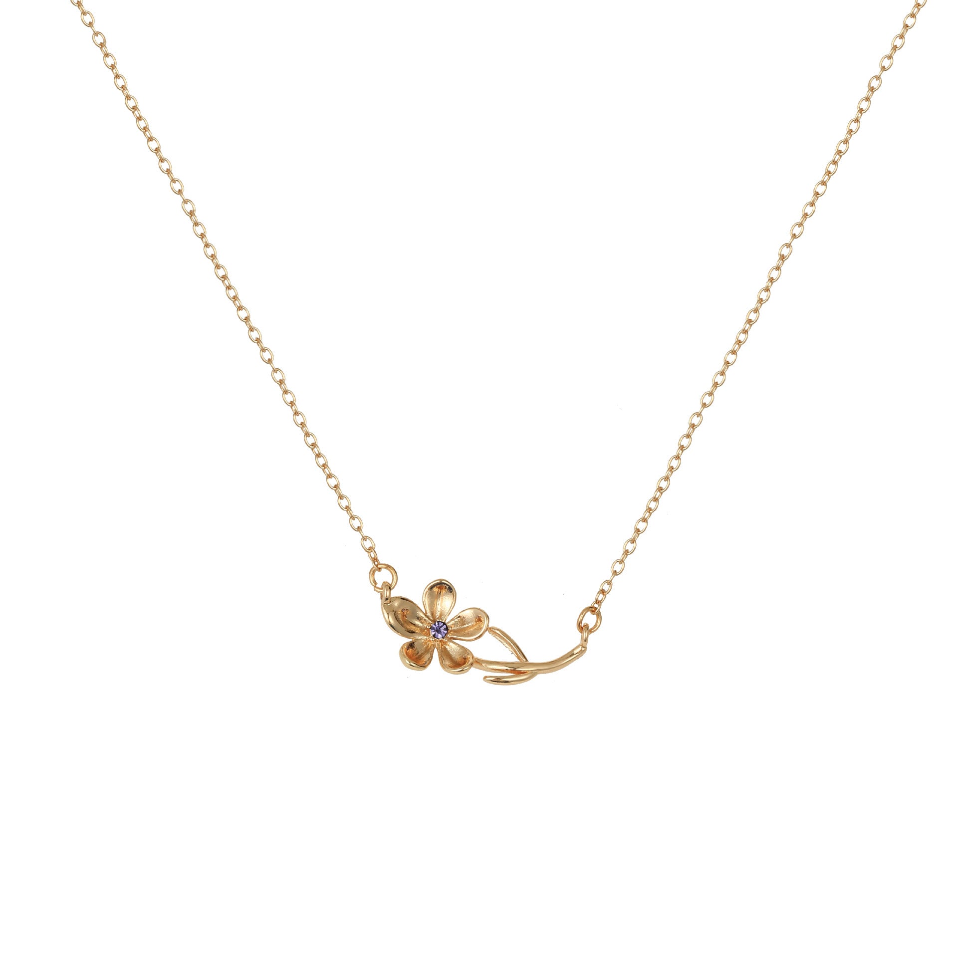 Kaylea Birth Flower Pendant Necklace - February [GZ4BYFT7]
