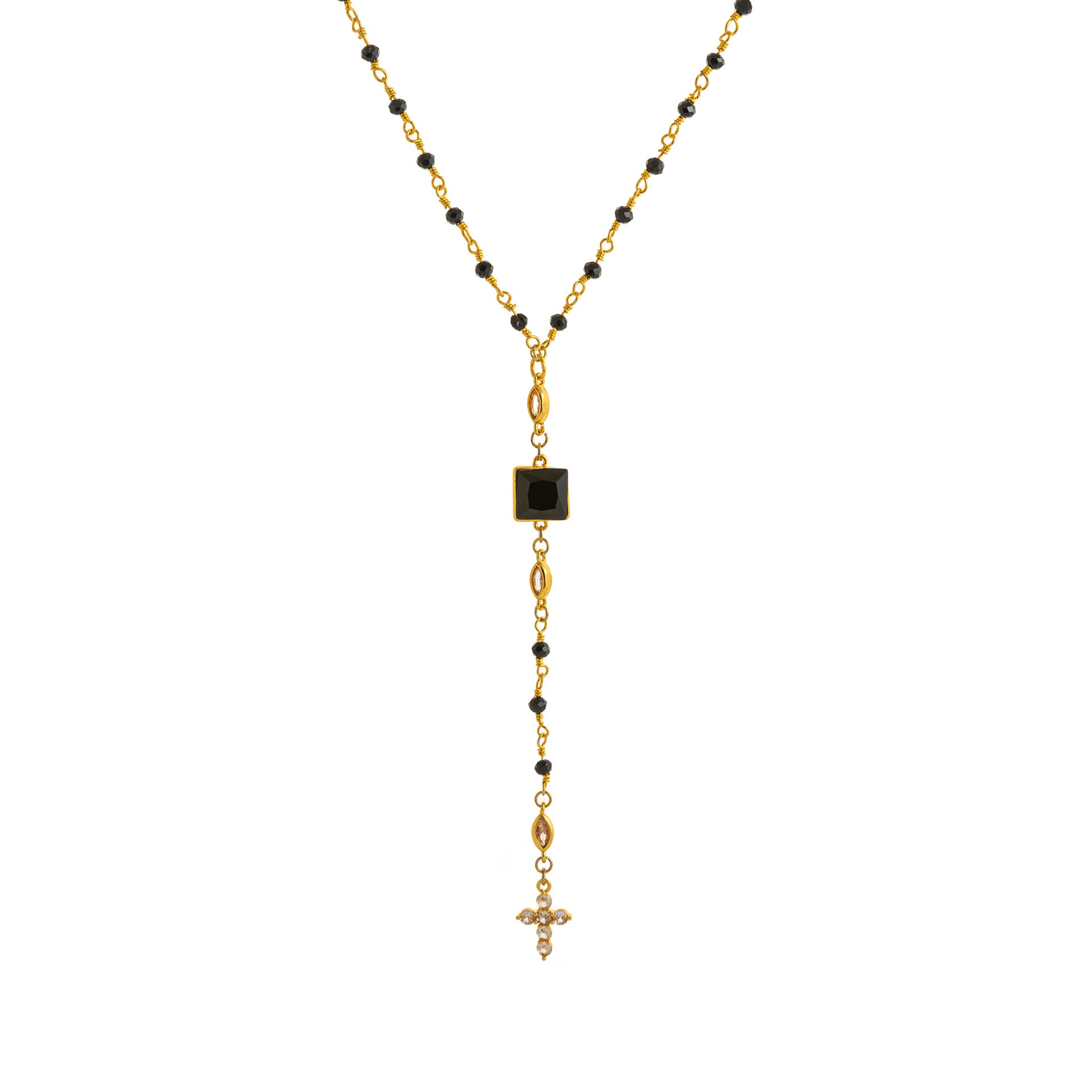 Cross Pendant Lariat Necklace - Pave Cross [79J9DT0Y]