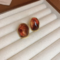 Adalyn Geometric Resin Studs - Brown [D8DE7DEB]