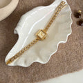 Square Dial Chain Bracelet Watch - Gold Band Gold Face (Dot Markers) [G4HHQC2A]