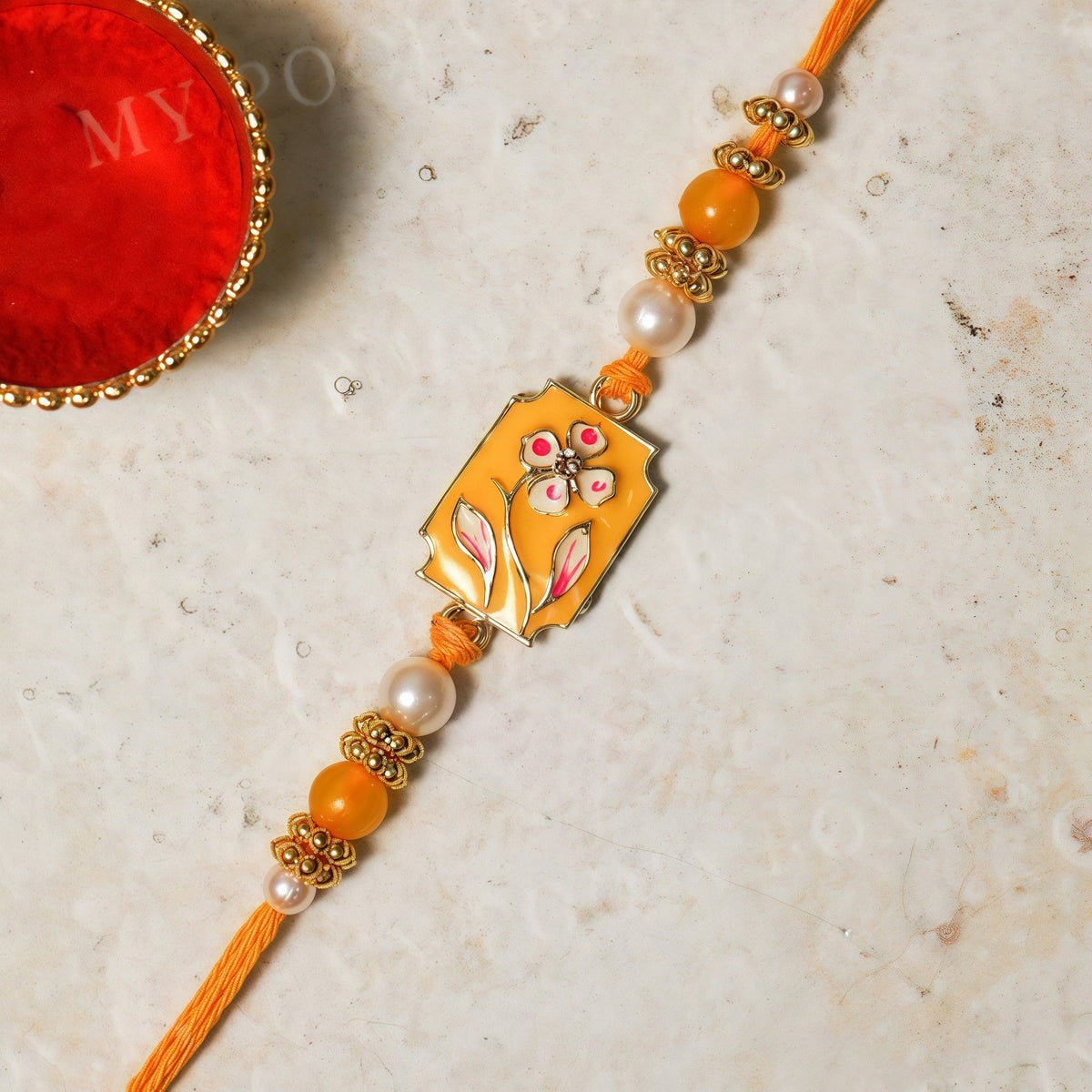 Margot Pearl Flower Necklace - Orange Flower Necklace [BVHC4XBJ]
