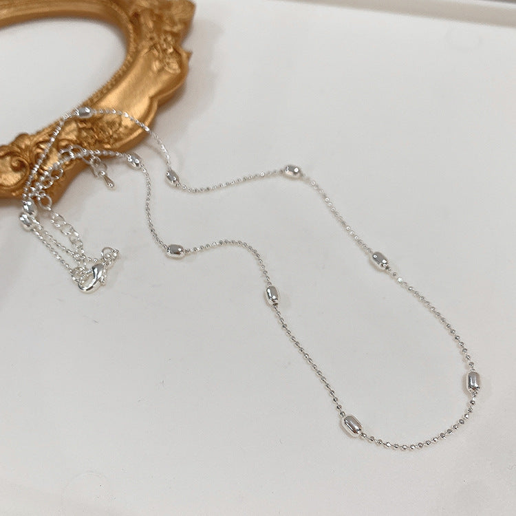 Ashley Olive Bead Chain Necklace - Silver Olive Bead Necklace [ZZ1UJEP5]