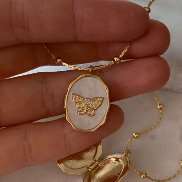 Butterfly Locket Pendant Necklace