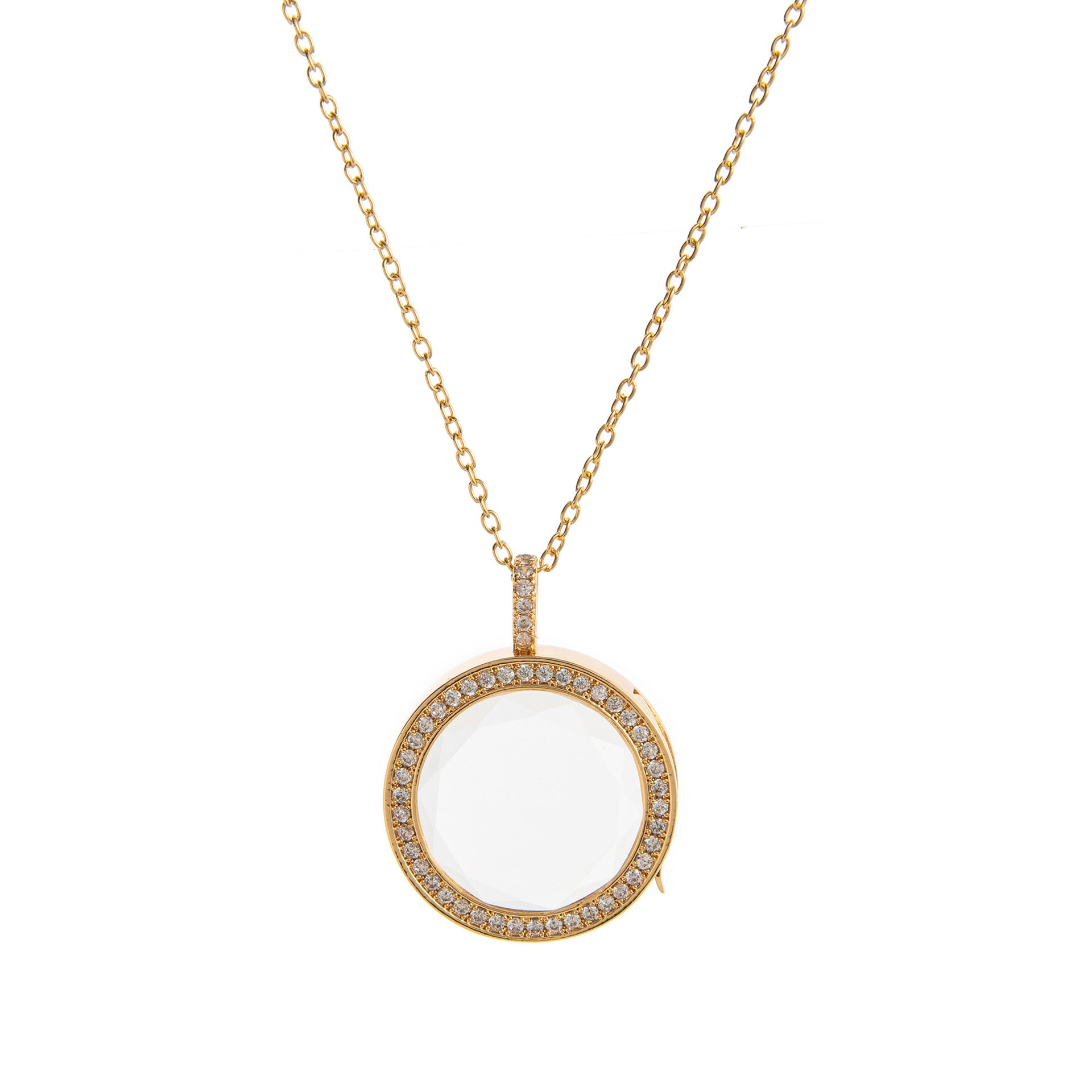 Floating Glass Locket Pendant Necklace - Clear Locket Necklace Style B [1ETTISL9]