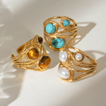 Jai Triple Gem Open-Band Ring