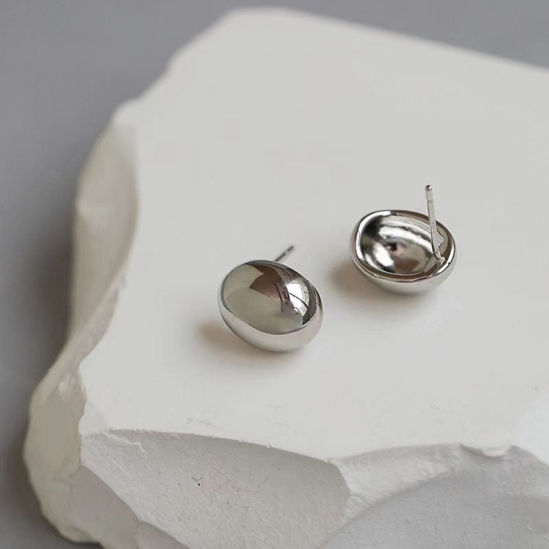 Kensington Domed Oval Earrings - Silver [QNDV7840]