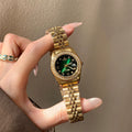 Vintage Round Bracelet Watch - Gold with Green Dial [4AL9DGDN]