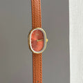 Vintage Oval Dial Leather Watch - Style 88172: Dotted Oval / Orange Strap [G7YCILWC]
