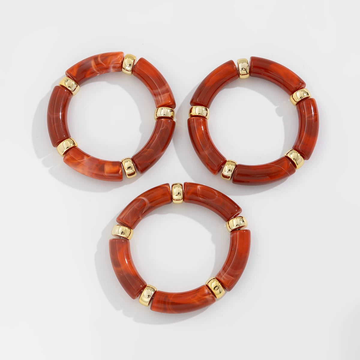 Curved Tube Bracelet Set - Brick Red [T1SF8GZN]