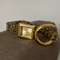 Vintage Square Dial Mesh Watch - Magnetic Mesh Band / Leopard Print [074HSPO1]