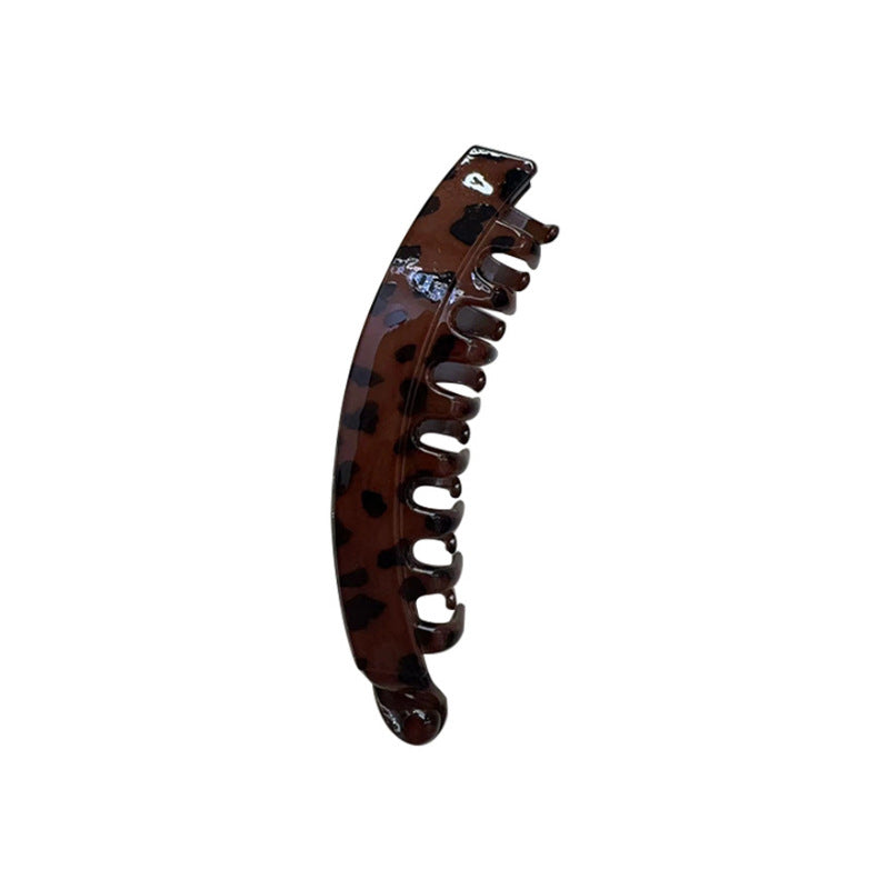 Mirella Frosted Ponytail Clip - Dark Leopard Print Small (9.6cm) [572BF354]